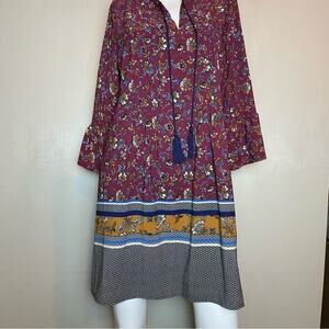 Skies are Blue Women’s Maroon Prairie Shift Dress With Tassels